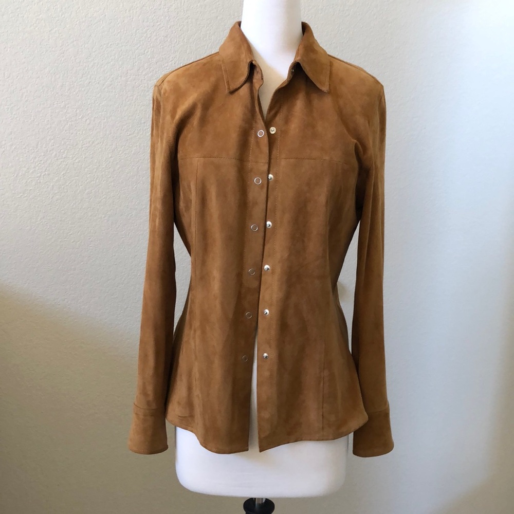Caramel Buttersoft Suede Snap-Up Shirt